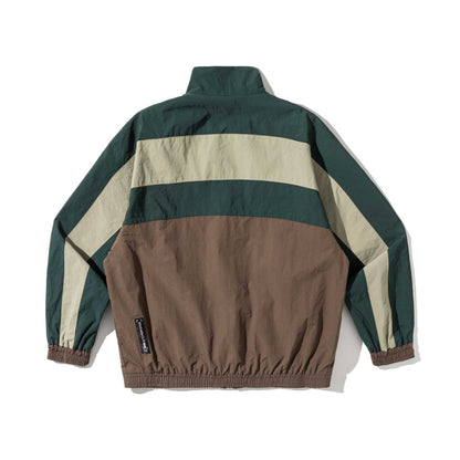 Unisex Lightweight Colorblock Windbreaker Jacket with Stand-up Collar and Elastic Cuffs EVA-US