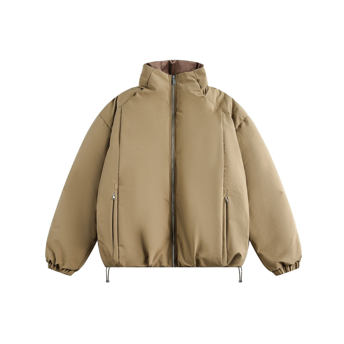 Men's short parka with high stand-up collar, padded thermal insulation and drawstring EVA-US