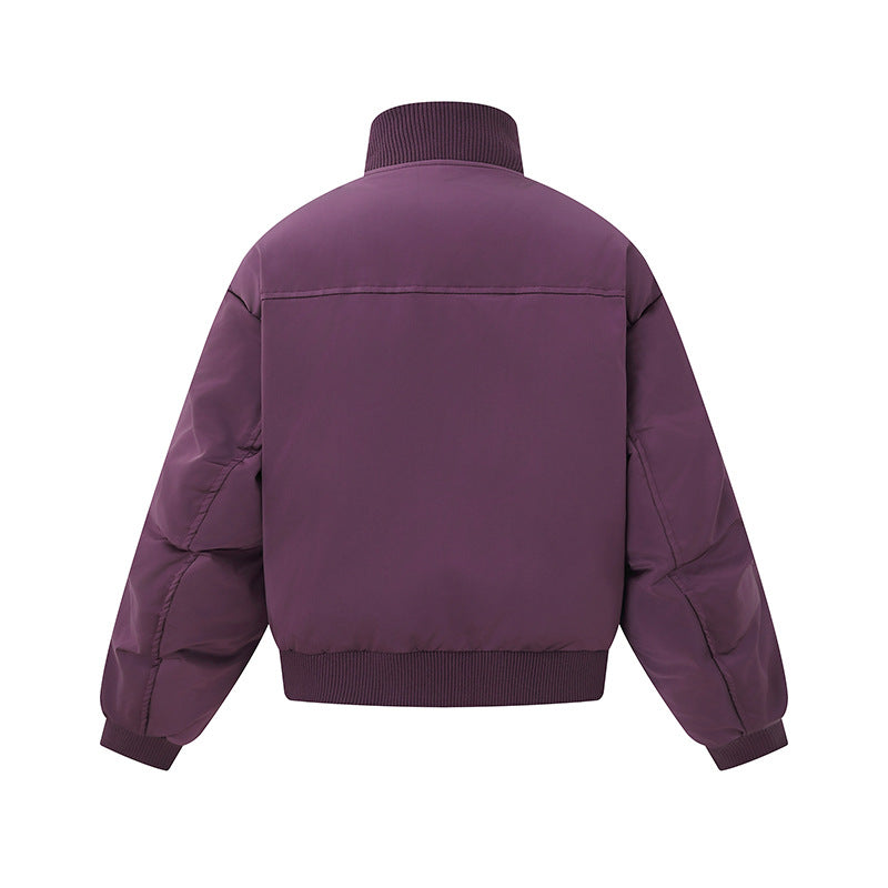 Women's short padded blouson jacket in boxy cut with high ribbed collar and prominent side pockets EVA-US