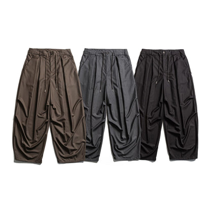 Men's cropped pants with pleats, drawstring, and discreet waistband extension EVA-US