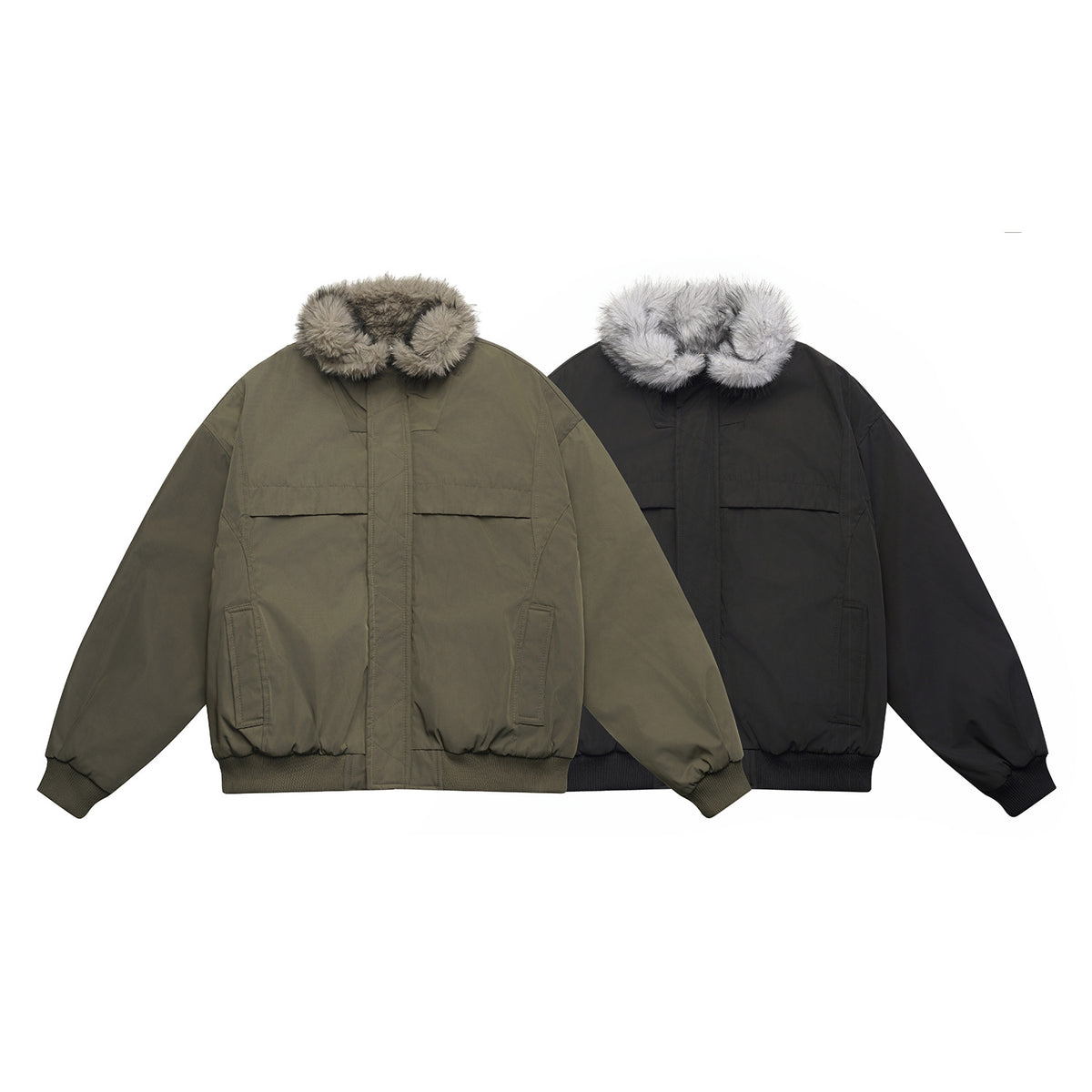 Men's Boxy Bomber Jacket with cozy artificial fur collar and windproof thermal lining EVA-US