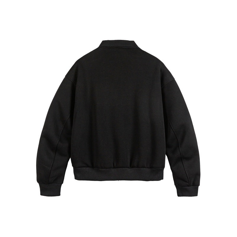 Unisex Boxy Sweat Jacket with full zip, badge applications and ribbed hem EVA-US