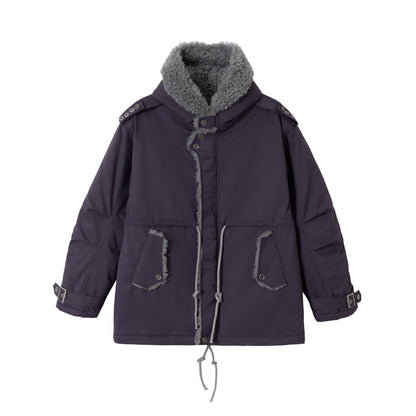 Women's short parka with teddy lining, drawstring and buckle sleeves EVA-US
