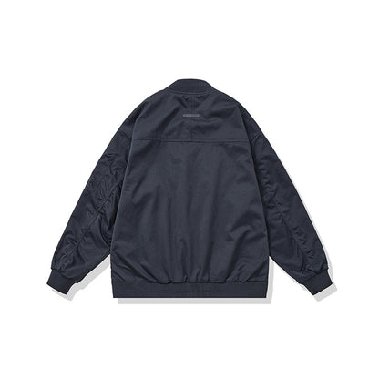 Unisex Short Cut Boxy Bomber Jacket in Utility Look with Front Zip, Flap Pockets and Ribbed Cuffs EVA-US