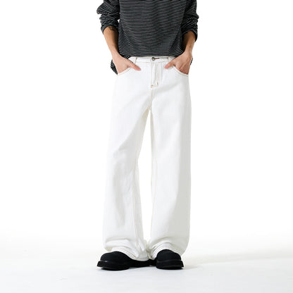 Women Wide Cropped Jeans with High Waist and Contrast Stitching EVA-US