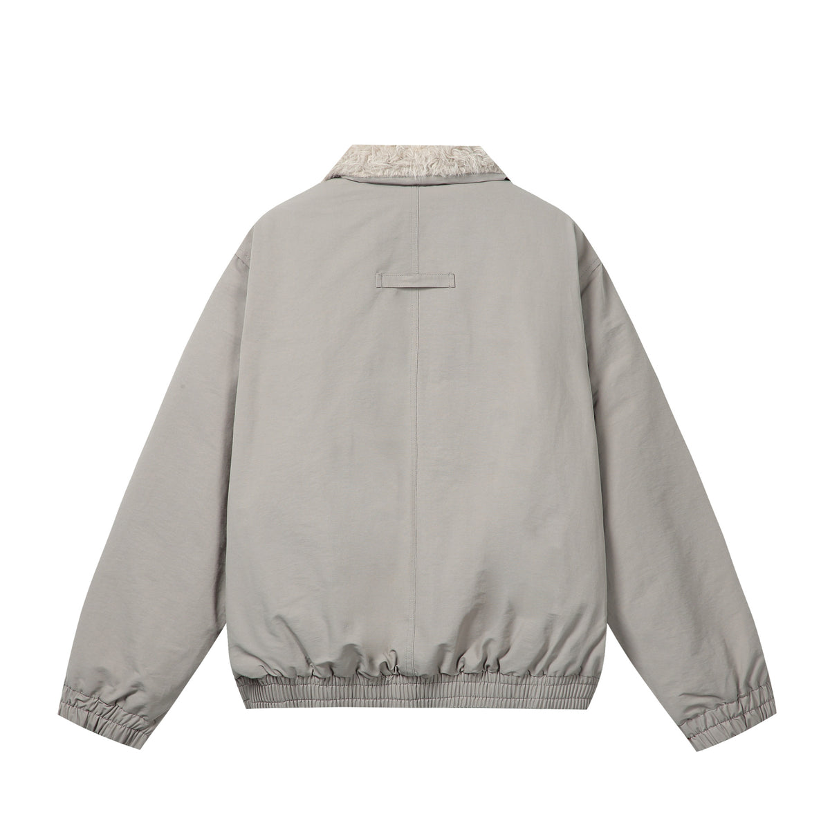 Women's Minimalist Thermo Blouson Jacket with Faux Fur Shawl Collar and Elastic Tunnel Drawstring Hem EVA-US
