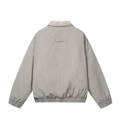 Women's Minimalist Thermo Blouson Jacket with Faux Fur Shawl Collar and Elastic Tunnel Drawstring Hem EVA-US