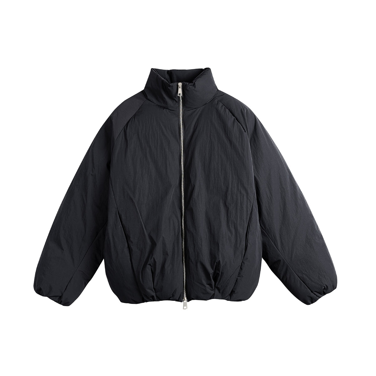 Unisex Oversize Quilted Jacket with High Stand Collar and Two-Way Zip EVA-US