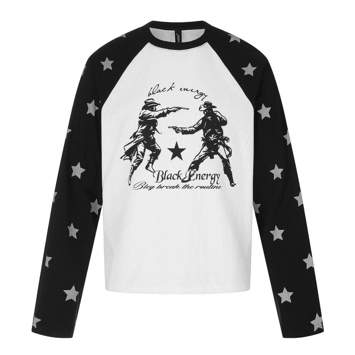 Unisex Raglan Sweatshirt with Star Sleeves and Vintage Cowboy Print EVA-US
