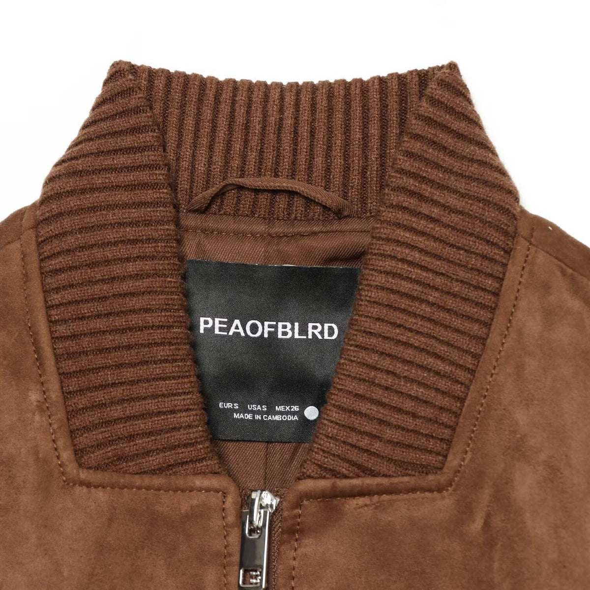 Women's Velour Leather Look Bomber Jacket with Ribbed Hem, Breast Pockets, and Full Zipper EVA-US