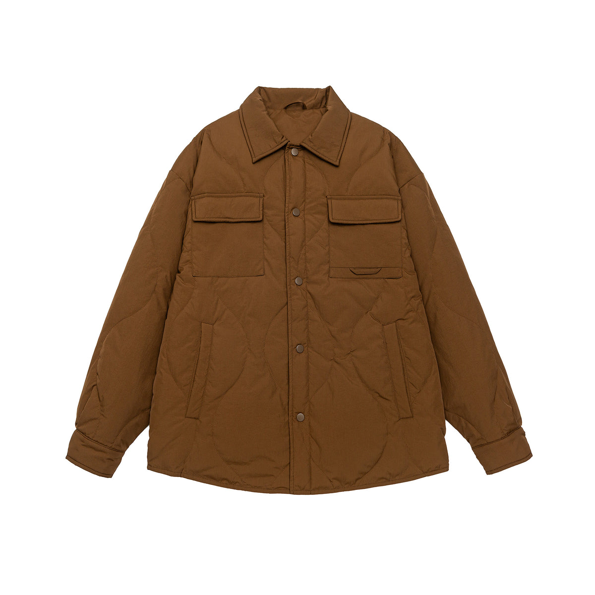 Men's Quilted Oversized Shirt Jacket with Quilting, Snap Buttons, and Chest Pockets EVA-US