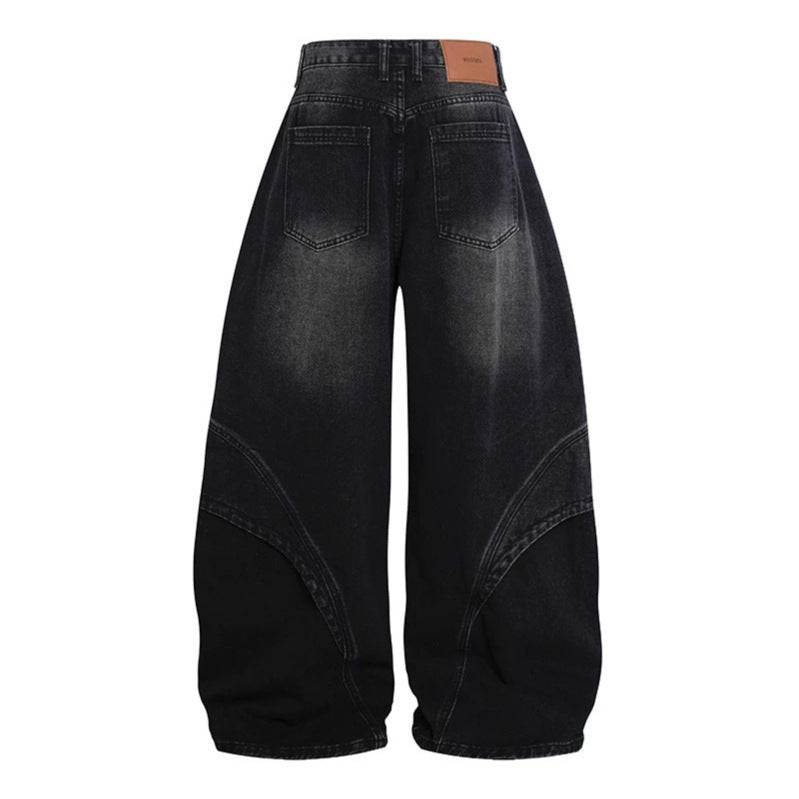 Women's Wide High-Waisted Balloon Jeans with Distinctive Panel Seams EVA-US