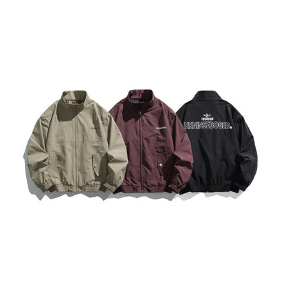 Men's Casual Boxy Blouson made of structured microfiber with stand-up collar, zipper and patched flap pockets EVA-US