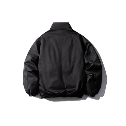 Men's Boxy Short Parka with High Stand Collar, Elastic Hem and Applied Front Pockets EVA-US