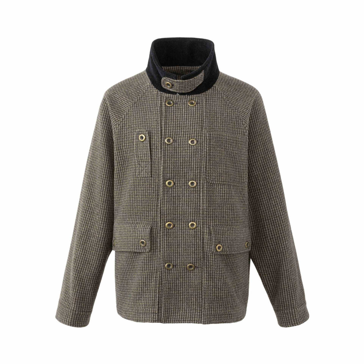 Men's double-breasted wool blend blouson with corduroy collar and patch pockets EVA-US