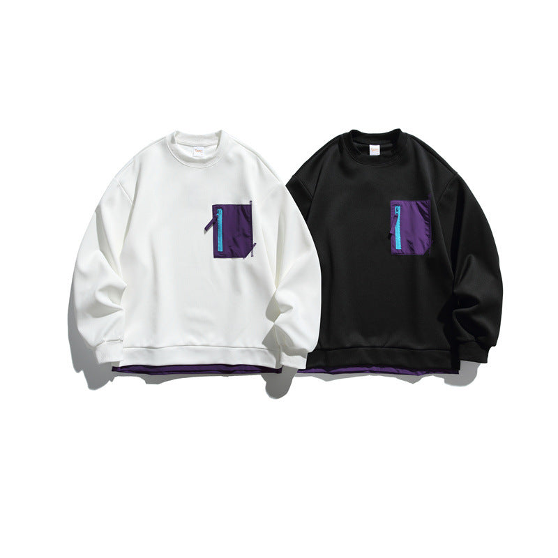Unisex Oversize Sweatshirt with contrasted zipper chest pocket and double-layered hem EVA-US
