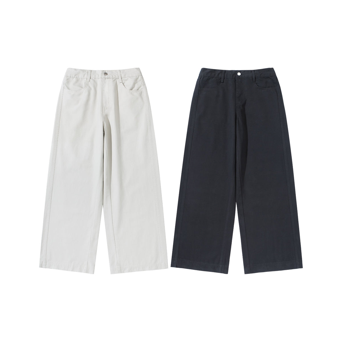 Women's High-Waist Culotte Pants made of Cotton Twill with a Continuous Center Seam EVA-US