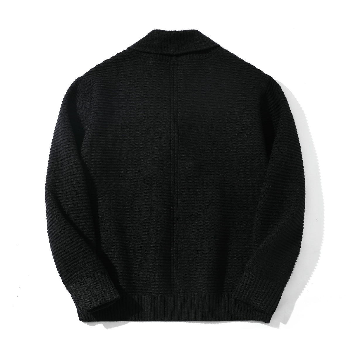 Women's Double-breasted Knit Cardigan with Shawl Collar and Structured Knit EVA-US