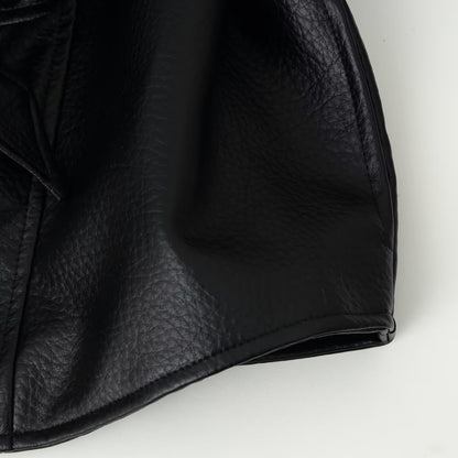 Women's short blazer made of vegan leather with shawl collar and waist tie belt EVA-US