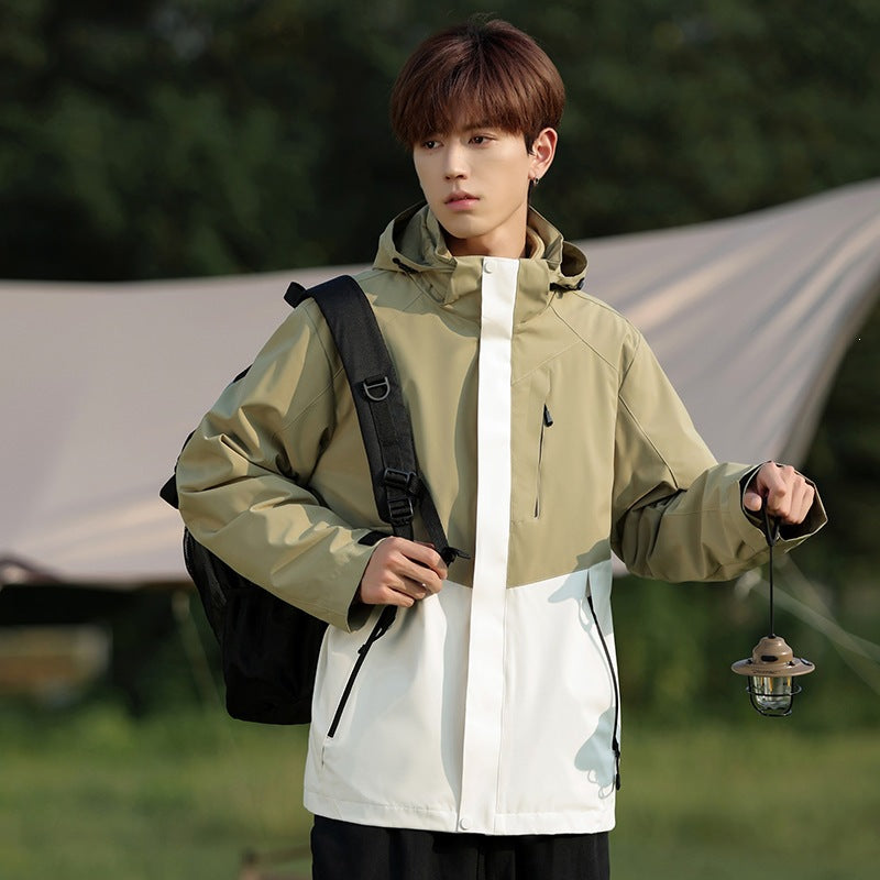 Men's Two-Tone Wind and Water-Repellent Softshell Jacket with Hood EVA-US