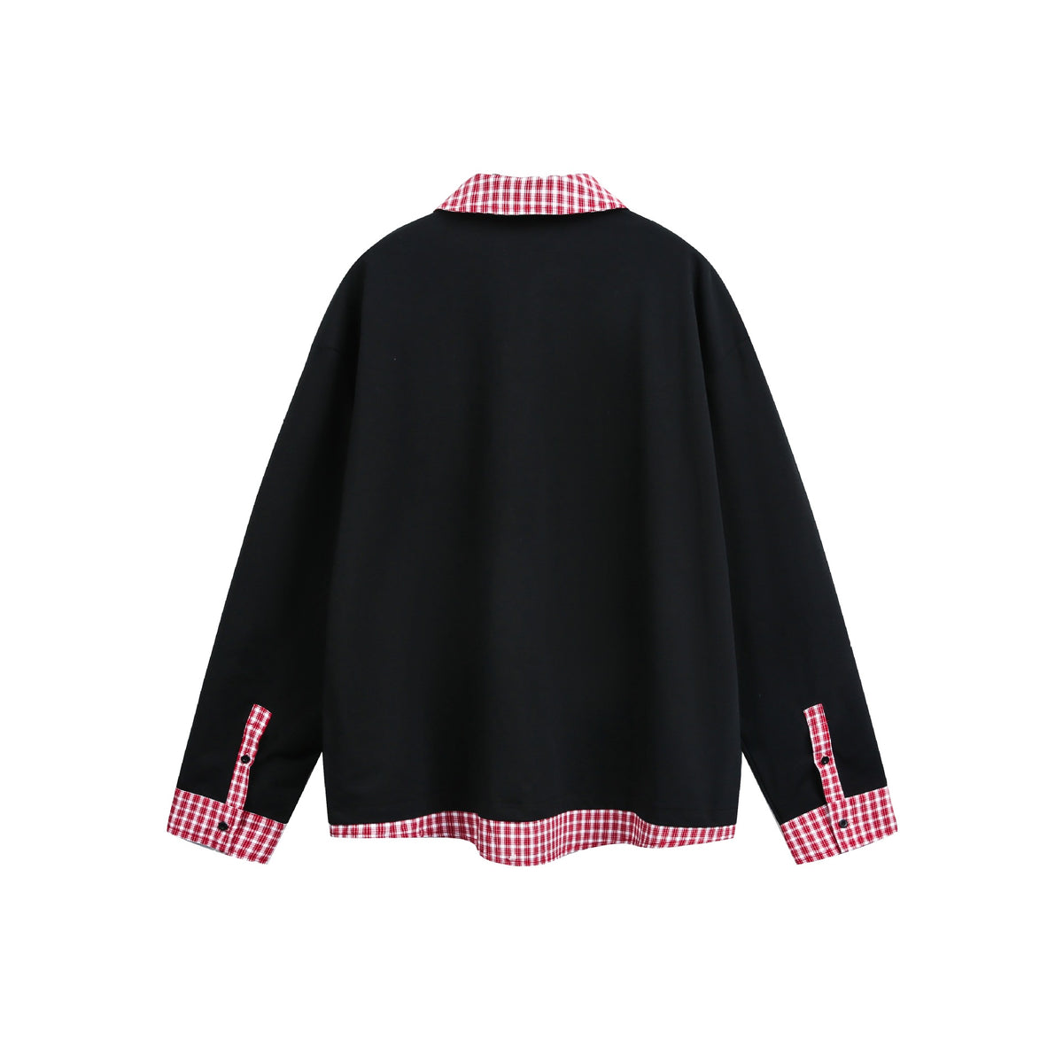 Unisex Loose-fitting sweatshirt with plaid collar and hem insert EVA-US