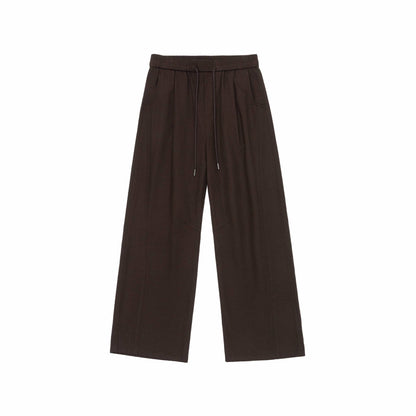 Women's Wide Culotte Pants Made of Cotton Blend with Elastic Waistband and Drawstring EVA-US