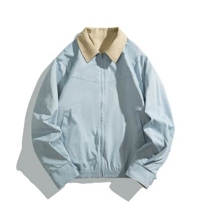 Unisex Short Cut Boxy Blouson with Contrast Collar and Light Padding EVA-US