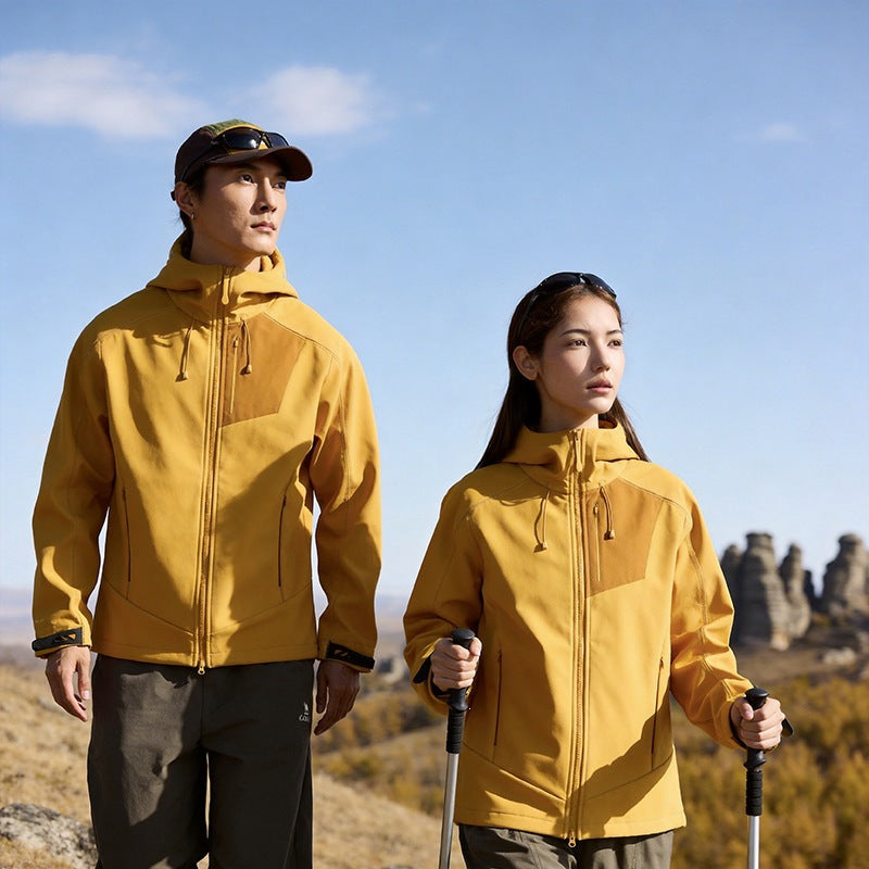 Men's Softshell Trekking Jacket with Hood breathable windproof stretch EVA-US