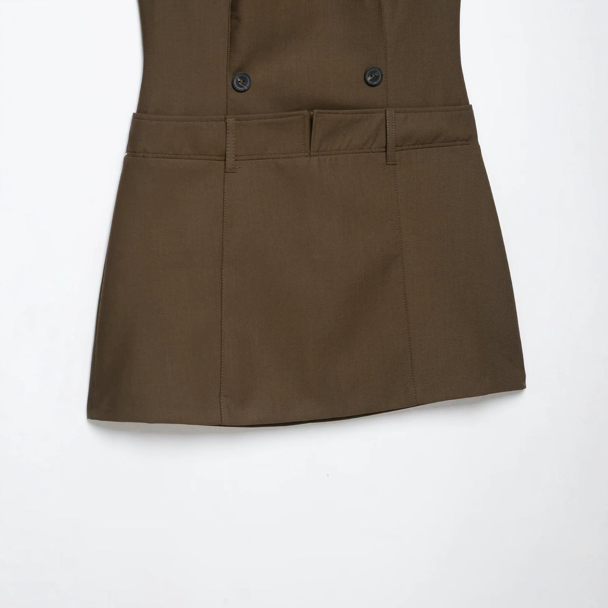 Women’s Sleeveless Pinafore Dress with Double-Breasted Button Placket and Tailored Fit EVA-US