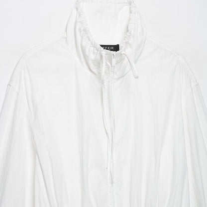 Women's lightweight cropped windbreaker with drawstring waist and high stand-up collar EVA-US