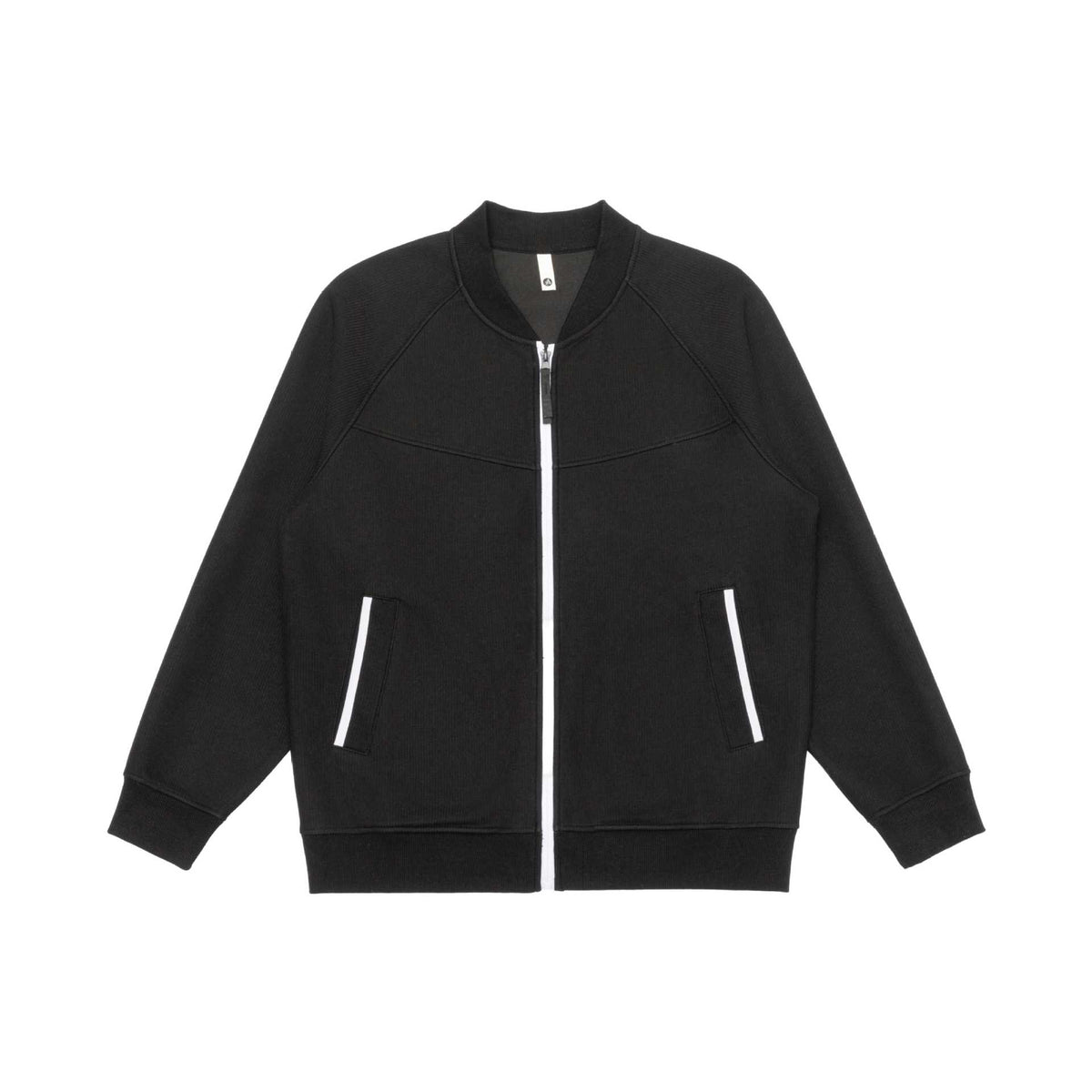 Unisex bomber-style sweat jacket with full zip, raglan sleeves, and contrast trim EVA-US