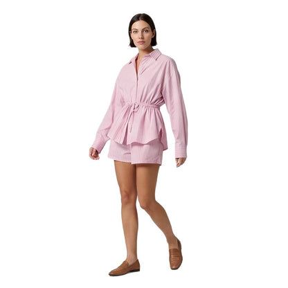 Women Striped Loungewear Set made of Lightweight Cotton with Drawstring Waist & Shorts EVA-US