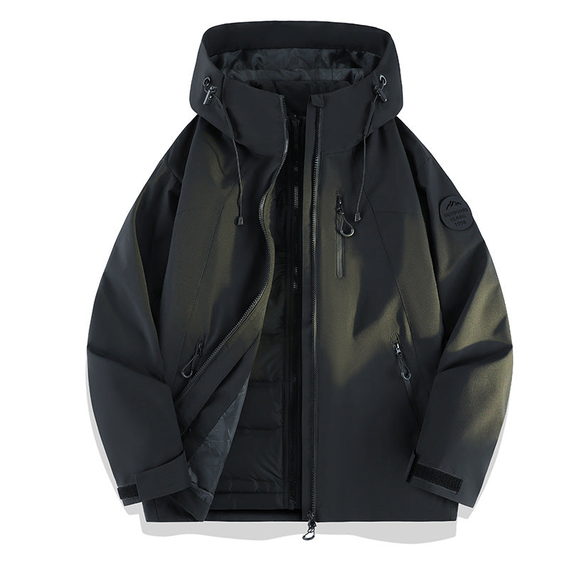 Women Lightweight Waterproof Hooded Jacket with Teddy Charm and Concealed Zipper Pockets EVA-US
