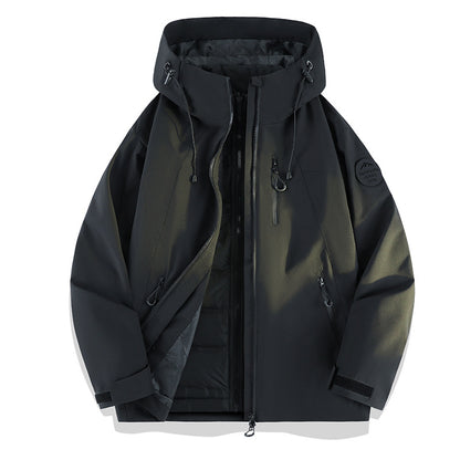 Women Lightweight Waterproof Hooded Jacket with Teddy Charm and Concealed Zipper Pockets EVA-US