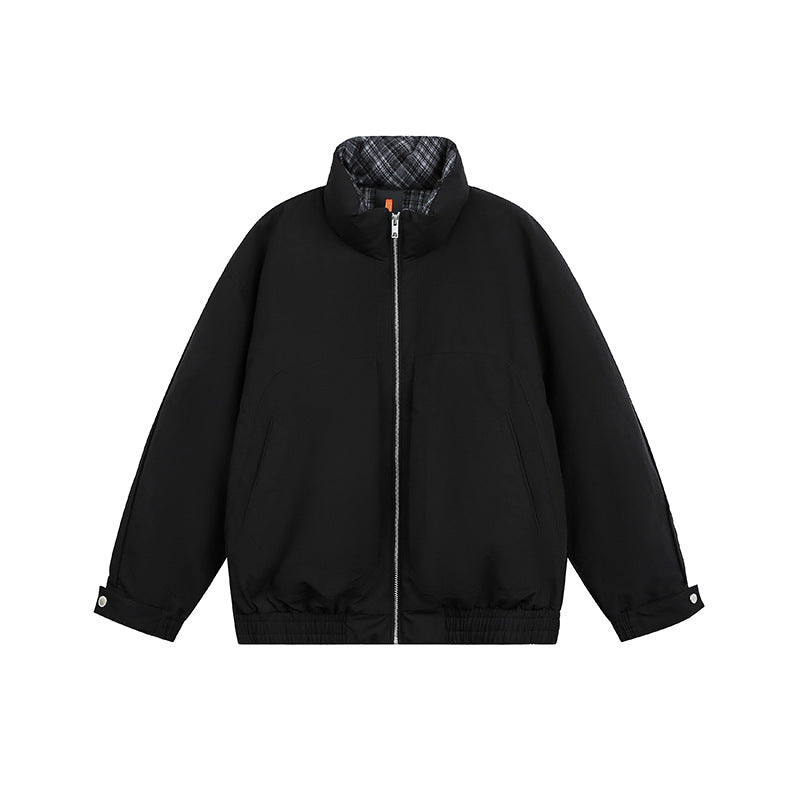 Unisex Oversize Blouson Jacket with Stand-Up Collar and Quilted Inner Lining EVA-US