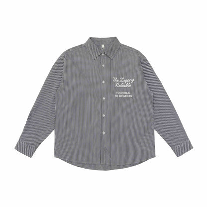 Unisex Oversize Stripe Shirt with Stitch Detail and Kent Collar EVA-US