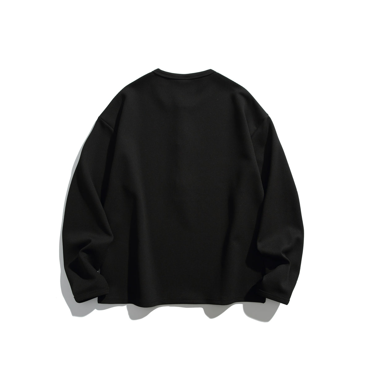 Unisex Waffle Knit Henley Shirt with Button Placket and Round Neck EVA-US
