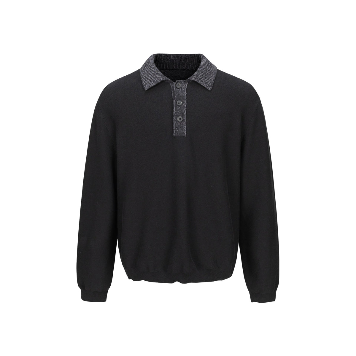 Men's fine knit polo sweater with structured collar and button placket EVA-US