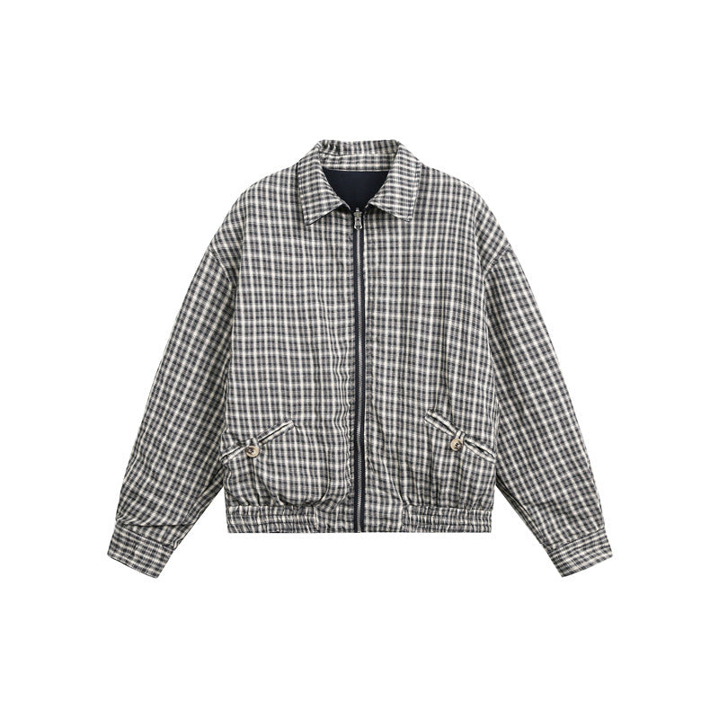 Unisex short jacket in Harrington style with zipper and checkered lining EVA-US