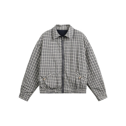 Unisex short jacket in Harrington style with zipper and checkered lining EVA-US