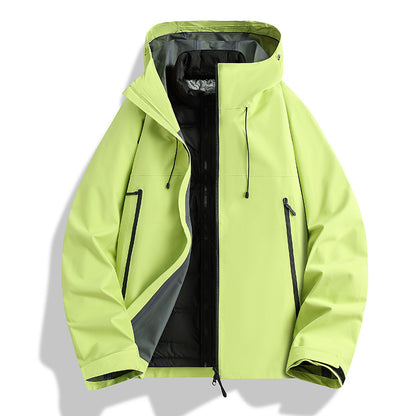 Men's Waterproof Softshell Outdoor Jacket with Adjustable Hood and Breathable Membrane EVA-US