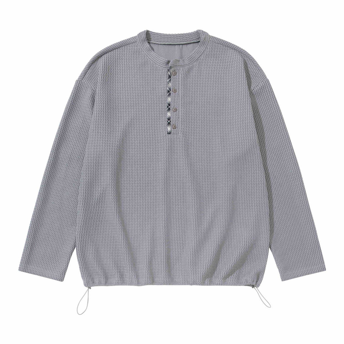 Unisex Waffle Knit Henley Sweater with Drawstring Hem EVA-US