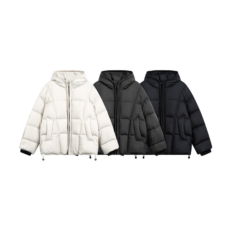 Women Short Padded Hooded Jacket with Drawstring and Zipper EVA-US