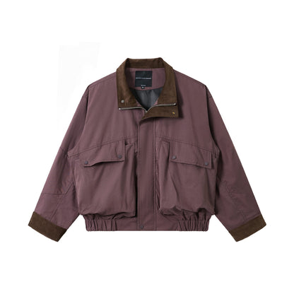 Unisex Short-Cut Utility-Field Blouson with Funnel Collar and Large Flap Pockets EVA-US