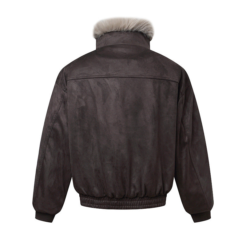 Men's bomber jacket in aviator look with faux fur trim and buckle collar EVA-US