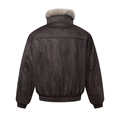 Men's bomber jacket in aviator look with faux fur trim and buckle collar EVA-US