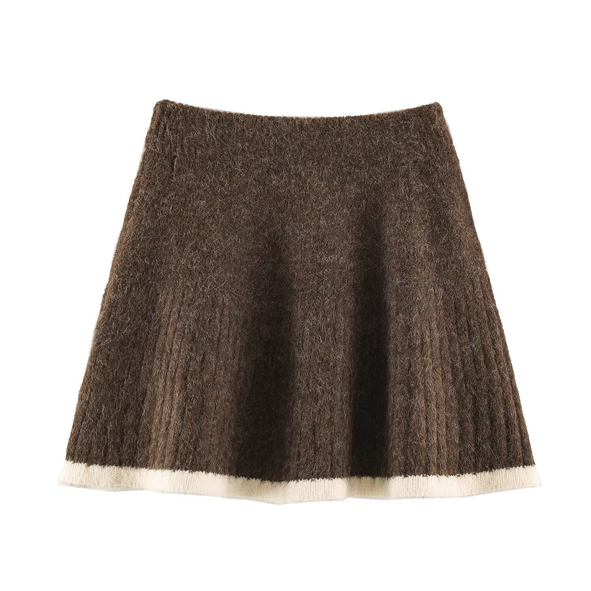 Women's Knit Two-Piece with Zipper Jacket and Flared Wool Blend Skirt EVA-US