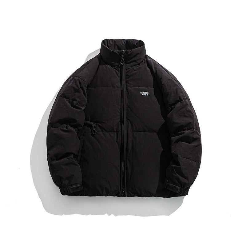 Men's Padded Short Thermal Jacket with High Stand-Up Collar and Adjustable Velcro Cuffs EVA-US
