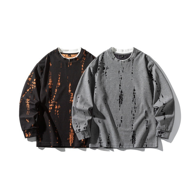 Unisex Oversize-Longsleeve Shirt with Batik and Destroyed Effect EVA-US