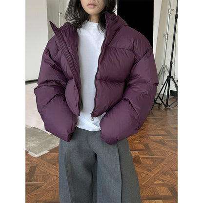 Women's short padded puffer jacket with hood and windproof outer shell EVA-US